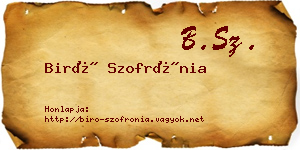 Biró Szofrónia névjegykártya